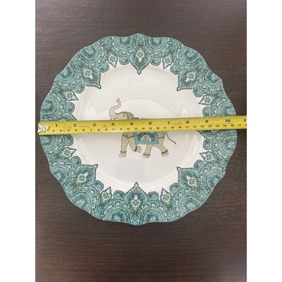 Port Townsand Levi Plate 10" Dinner Elephant Turquoise Lace Scalloped Porcelain - Picture 9 of 13